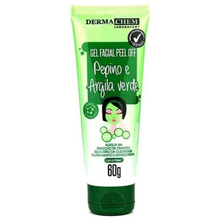 Gel Facial Peel Off Pepino e Argila Verde 60G DermaChem