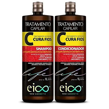 KIT EICO SHAMPOO+CONDICIONADOR CURA FIOS 1LITRO CADA