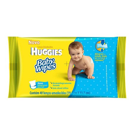 Toalhas Umedecido Baby Wipes c/48 Lenços (Amarelo)