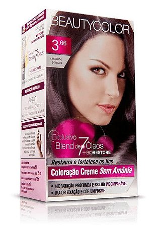 Tintura Beauty Color Sem Amônia 3,66  castanho purpura