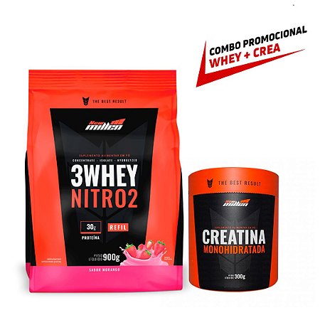 KIT NEW MILLEN - 3WHEY NITRO 900G + CREATINA 100% 300G