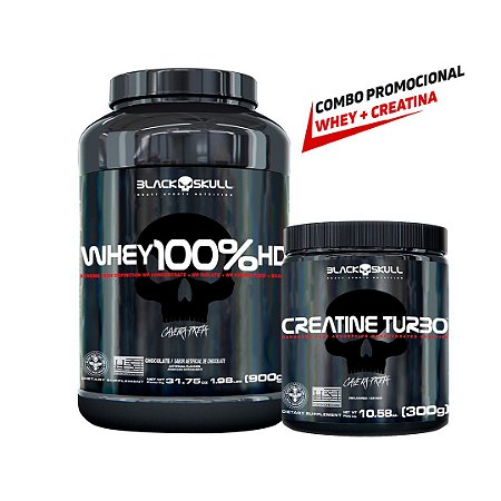 KIT BLACK SKULL - 100%HD POTE 900G + CREATINA TURBO 300G