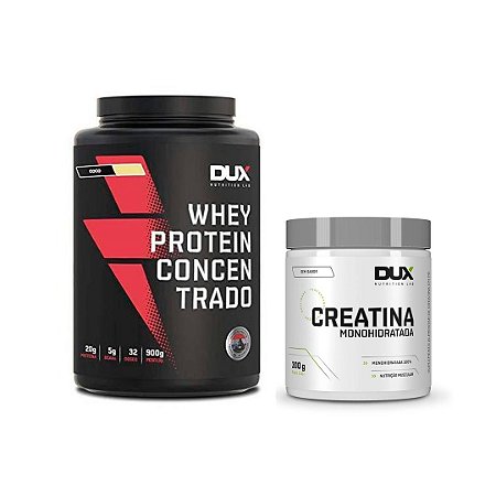 KIT DUX - WHEY CONCENTRADO 900G + CREATINA DUX 300G - Ninja Suplementos  Curitiba (41) 3045-8841 - Loja Física e Virtual