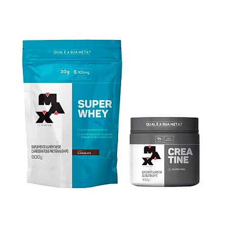 KIT MAX TITANIUM - SUPER WHEY 900G + CREATINA MAX TITANIUM 100G