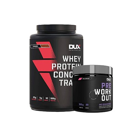 KIT DUX - WHEY PROTEIN CONCENTRADO 900G + PRE WORK OUT 300G