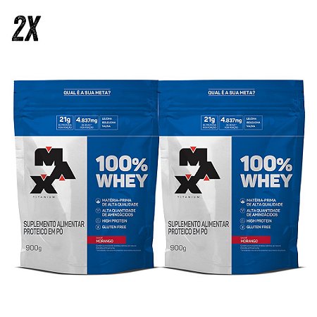 COMBO - 2x 100% WHEY REFIL MAX TITANIUM 900G (1,8K TOTAL)