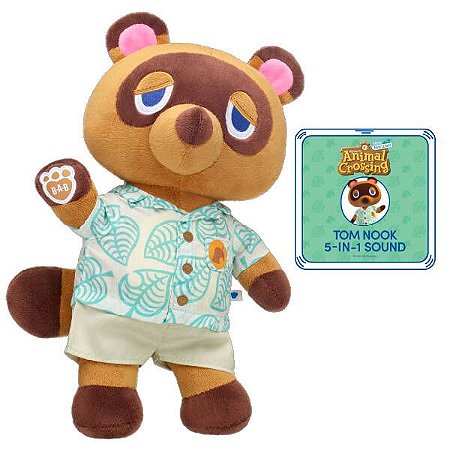 Build a Bear Animal Crossing New Horizons Tom Nook Summer Gift Set Com frases Pelucia