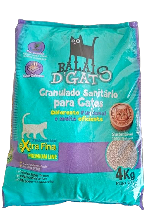 Granulado Sanitário para Gatos Balaio D'Gato – Extra Fina Premium Line – 4kg