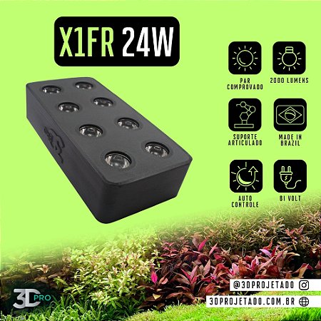 Luminaria X1-FR 24W V2 Wi-Fi - 2000 lumens - Luminaria para aquário plantado
