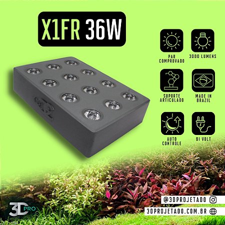 Luminaria X1-FR 36W 3000 lumens (WI-FI) - Luminaria para Aquário Plantado