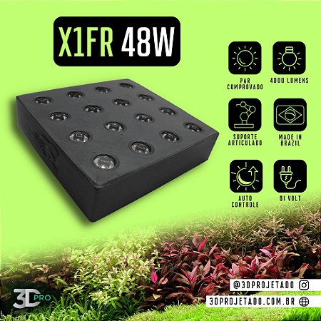 Luminaria X1-FR 48W 4000 lumens (WI-FI) - Luminaria para Aquário Plantado