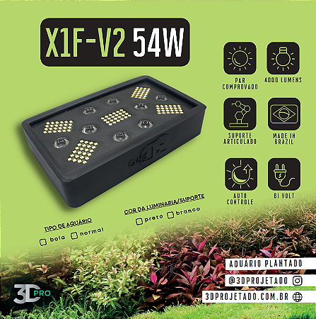 Luminaria X1-F V2 54W 4000 lumens (Wi-Fi) - Luminaria para aquário plantado