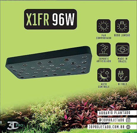 Luminaria X1-FR 96W 8000 lumens (Wi-Fi) - Luminaria para Aquário Plantado
