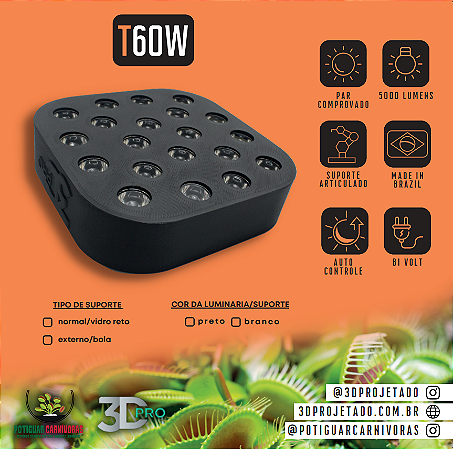 Luminaria T60W 5000 lumens (Wi-Fi) - Luminaria para Terrário