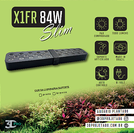 Luminaria X1-FR 84W - SLIM -7000 lumens (Wi-Fi) - Luminaria para Aquário Plantado
