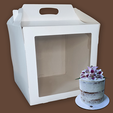Caixas Para Bolo Alto 30,5x30,5x29 Com Alça De Apoio E Visor Em Acetato - 5 Unidades