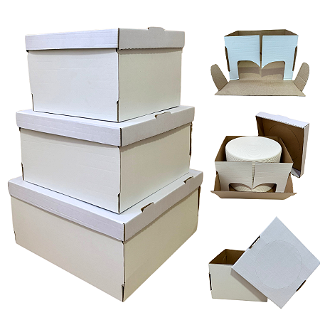 Caixa Econômica Para Bolo em Papelão Micro Ondulado - Kit com 10 Unidades