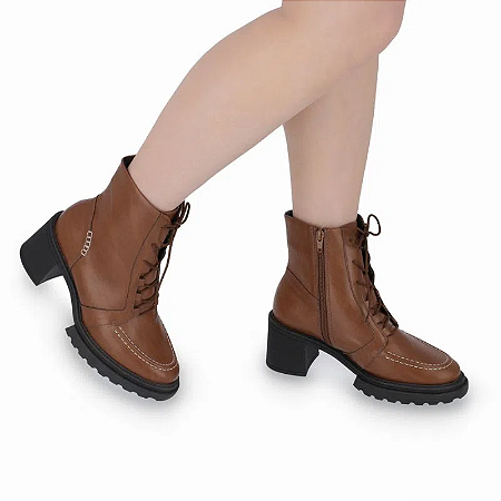 Bota Josi Cano Médio Salto Alto Camel Piccadilly Maxi 753005