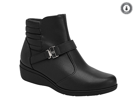 Bota Beth Cano Curto Anabela Médio Piccadilly Maxi Preto 117107