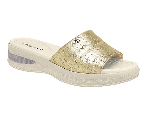 Tamanco SoftStep Anabela Médio Ouro Piccadilly 599001