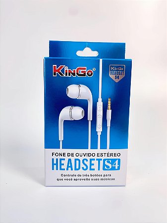 Fone de Ouvido P2 Com Fio Estéreo Branco S4 Kingo