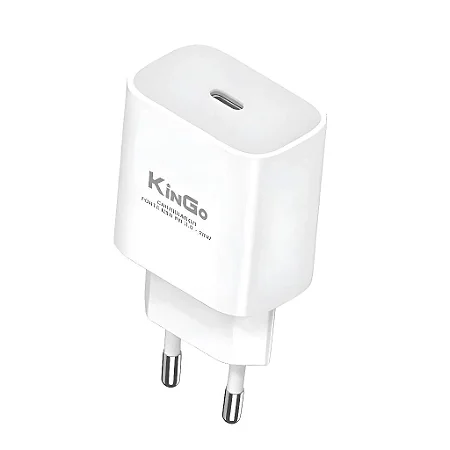 Fonte Carregador Celular Turbo 20W USB-C Branco Kingo
