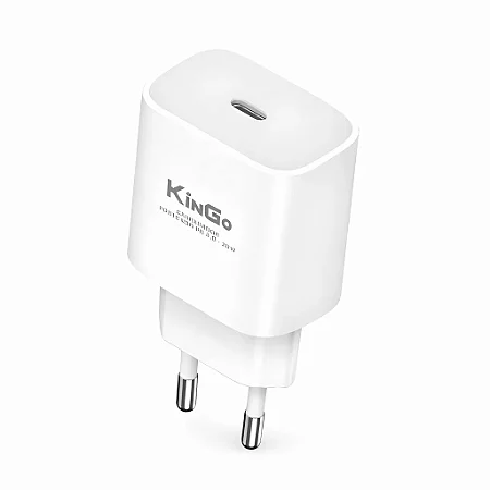 Fonte Carregador Celular Turbo 20W USB-C Branco Kingo