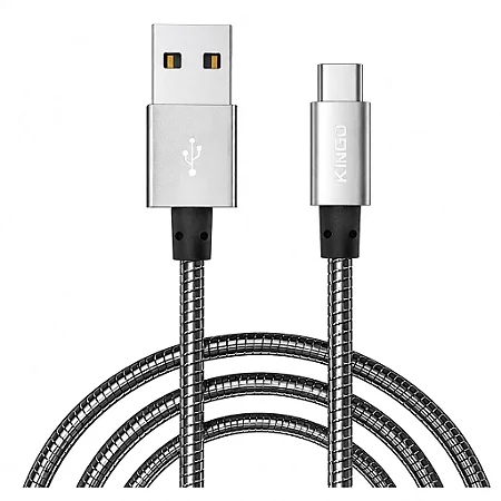 Cabo USB/Tipo C 1 Metro Metalizado 1000mm Kingo