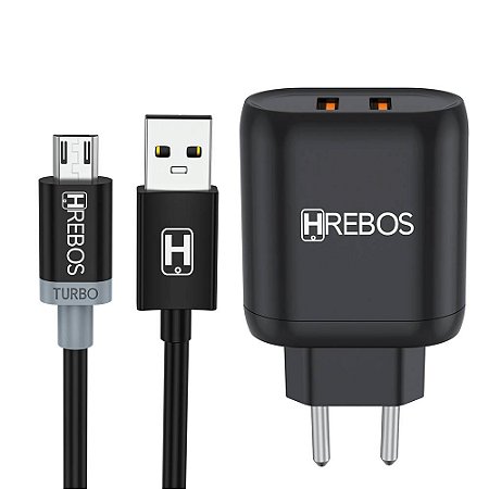 Carregador Completo Micro USB V8 3.1A Hrebos HS-372V