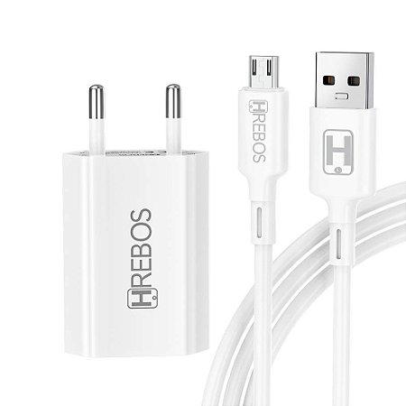Carregador Completo Micro USB V8 1.2A Hrebos HS-102V