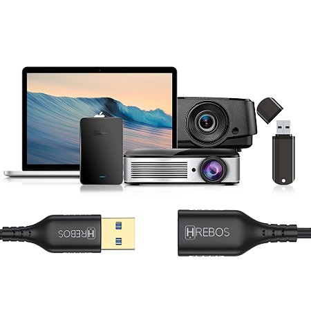 Cabo Extensor USB Macho e Fêmea 2 Metros Hrebos CB-39