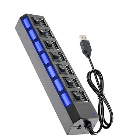 HUB Kapbom 7 Portas USB Com Controle Individual Liga Desliga KA-H7U