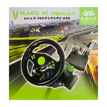 Volante Gamer Knup Racer Com Vibração PS2 PS3 XBOX PC