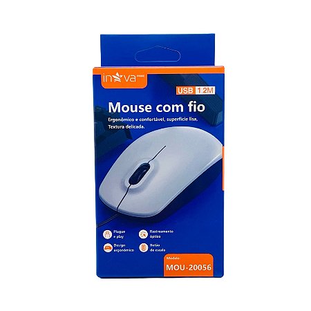 Mouse Inova Com Fio USB 1.2 Metros Prata MOU-20056