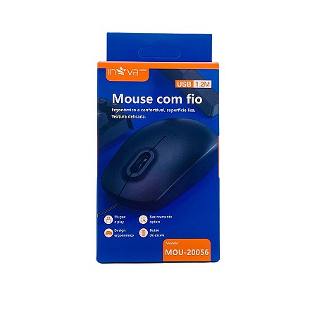 Mouse Inova Com Fio USB 1.2 Metros Preto MOU-20056