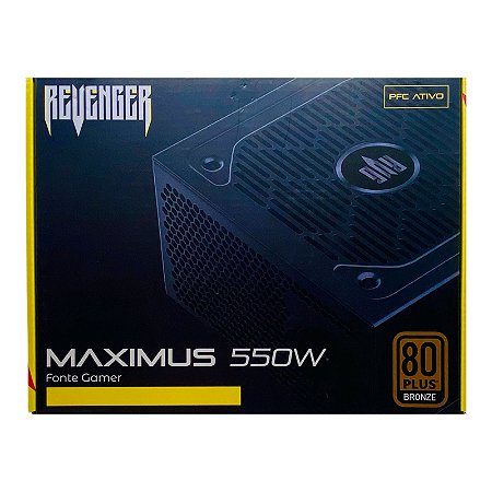 Fonte Gamer Revenger Para PC Maximus 550W PFC Ativo