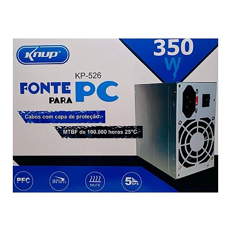 Fonte Knup Para PC 350W Conexão Sata Alta Perfomance
