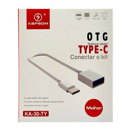 Cabo Kapbom OTG Para Tipo C Conectar Pen Drive Celular KA-30-TY