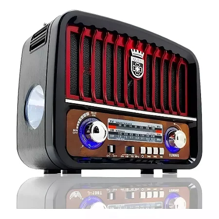 Rádio Retrô Bluetooth Recarregável Com Lanterna Inova KV-8394