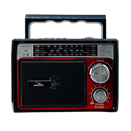 Rádio Grasep Retrô Portátil FM AM D-1601