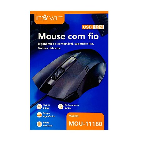 Mouse Inova Com Fio USB 1.2 Metros MOU-11180