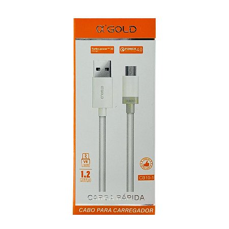 Cabo AlphaGold Micro USB V8 1.2 Metros CB10-1