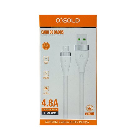 Cabo AlphaGold Micro USB V8 4.8A 1 Metro