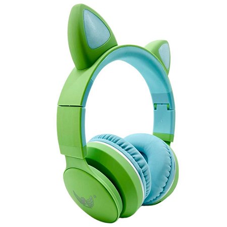 Headphone Altomex Bluetooth Com LED Gatinho Verde Com Azul