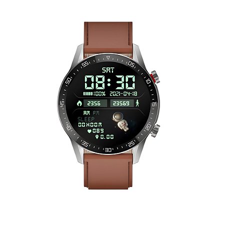 Smartwatch Blulory Glifo G6 Pro Pulseira Couro Marrom