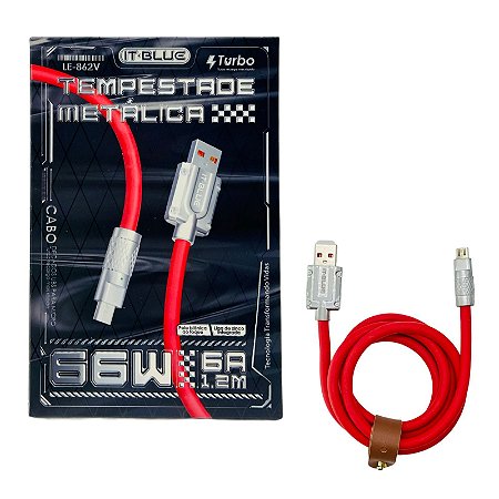Cabo IT Blue Para Micro USB V8 Tempestade Metálica LE-862V