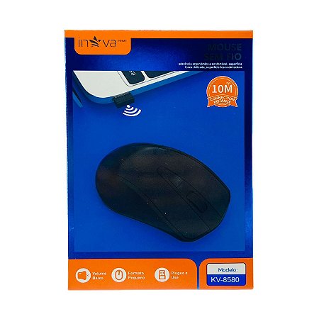Mouse Inova Bluetooth Sem Fio Conexão Até 10 Metros KV8580