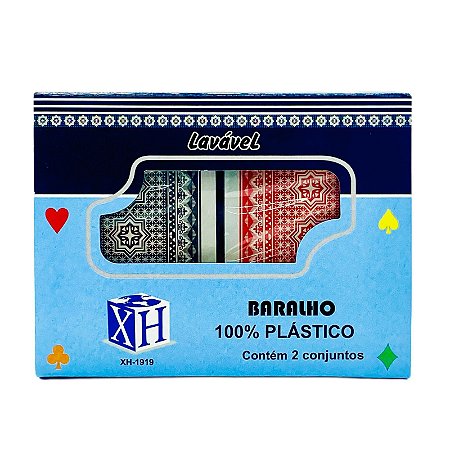Kit Com 2 Baralhos XH Lavável De Plástico Preto E Vermelho