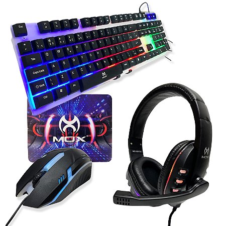 Kit Gamer MOX Teclado, Mouse, Headset e Mouse Pad MO-KM700