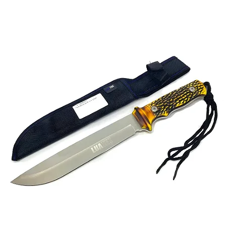 Faca Luatek Lâmina Aço Inox Cabo Em Aço Trabalhado E Bainha SLK-A29